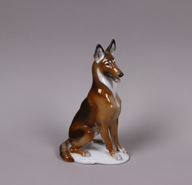 Theodor Kärner, Rosenthal, figurin, schäferhund i porslin