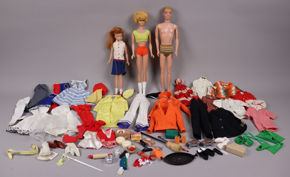 Mattel, Barbie, Ken och Midge samt kläder och tillbehör, 1960-tal