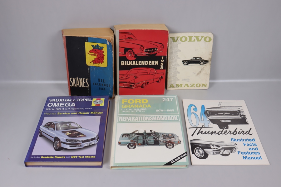 Diverse billitteratur, Skånes Bilkalender, Volvo Amazon mm