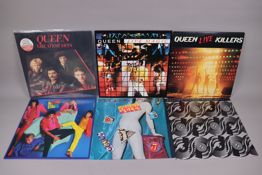 LP-Skivor, 54st, Rock mm, Pugh, Rolling Stones, Queen, Santana, Hendrix. Wilmer X mm