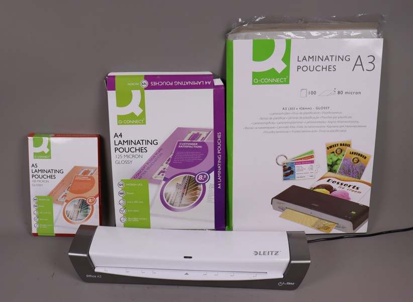 Leitz A3 laminator med laminat, A5, A4, A3