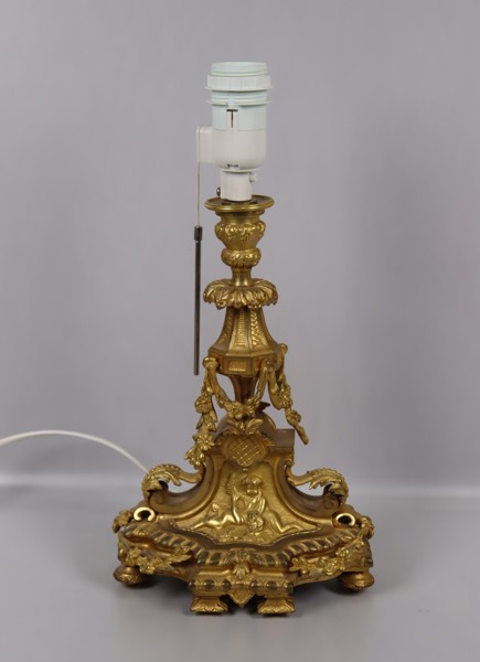 Bordslampa, brännförgylld mässing, 1800-tal