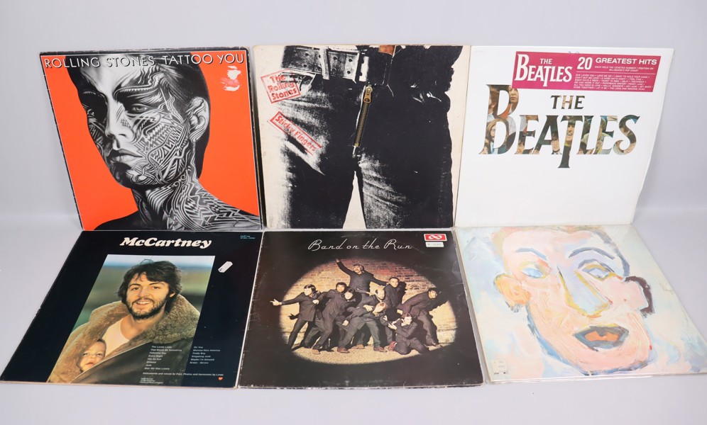 LP-skivor, 13st, Beatles, Rolling Stones, Hendrix mm