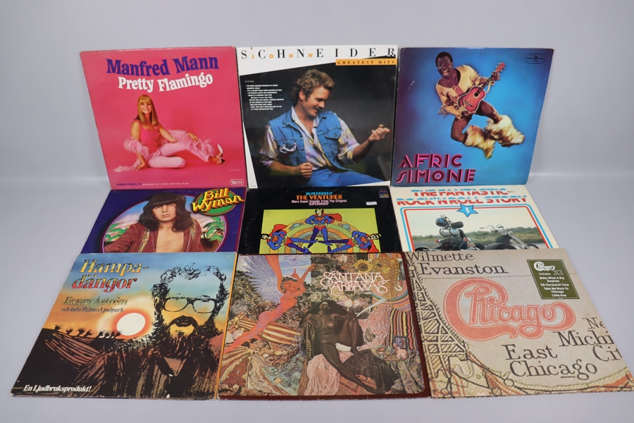 LP-Skivor, 40st, Manfred Mann, Satans Rejects, Santana, Bill Wyman, David Bowie, The Sharks mm