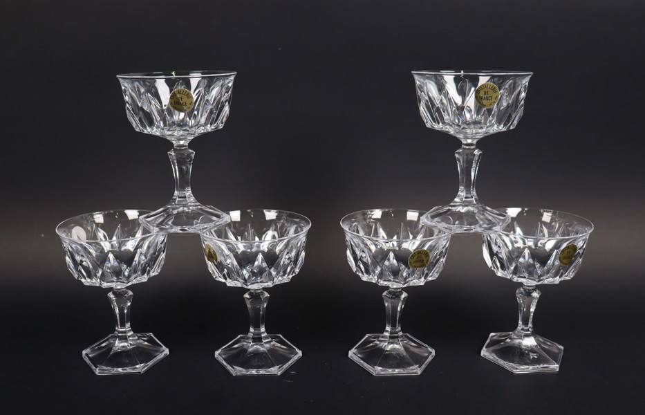 Cristallerie de France, cocktailglas i kristall, 6st