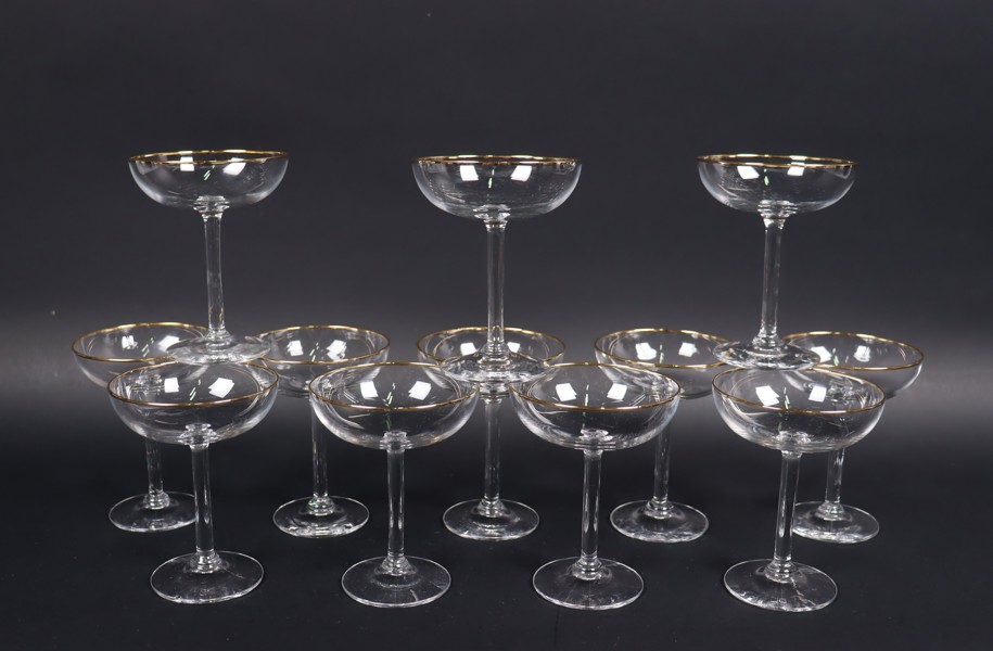 Coupe champagneglas med guldkant, 12st