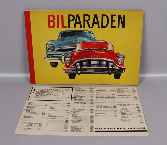 Bilparaden 1954-55, med svensk rekommenderad prislista