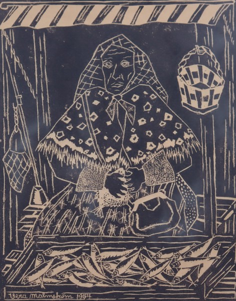 Vera Malmström, linoleum, "Blekingsill"