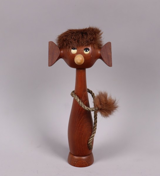 Kapsyl/vinöppnare, troll i teak, 1960-tal