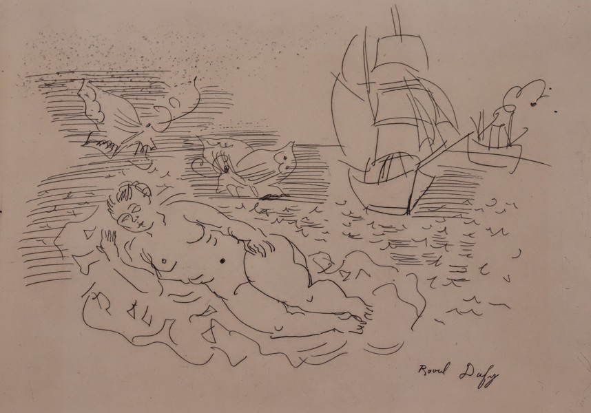 Raoul Dufy, etsning, "Petite Baigneuse aux Papillons"