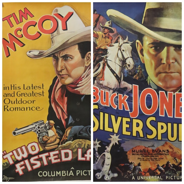 Filmposters, Westerns, Tim McCoy "Two Fisted Law" samt Buck Jones "Silver Spurs"