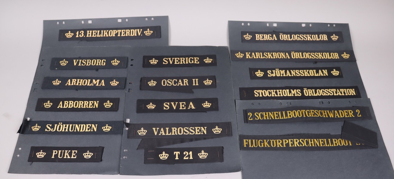 Militära / Marina mössband, svenska och utländska