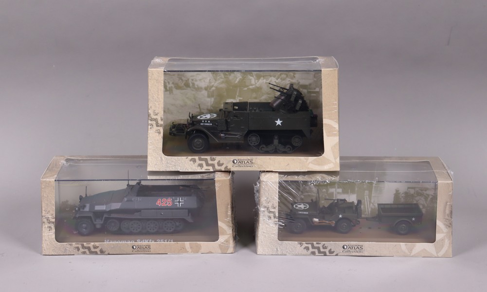 Atlas, Hanomag SdKfz 251/1, Jeep Willys MB, Multiple Gun Motor Carriage M16, 1:43, 3st