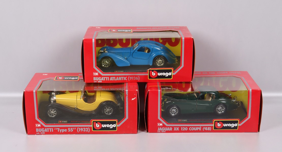 Burago, modellbilar, Bugatti, Jaguar, 1:24, 3st