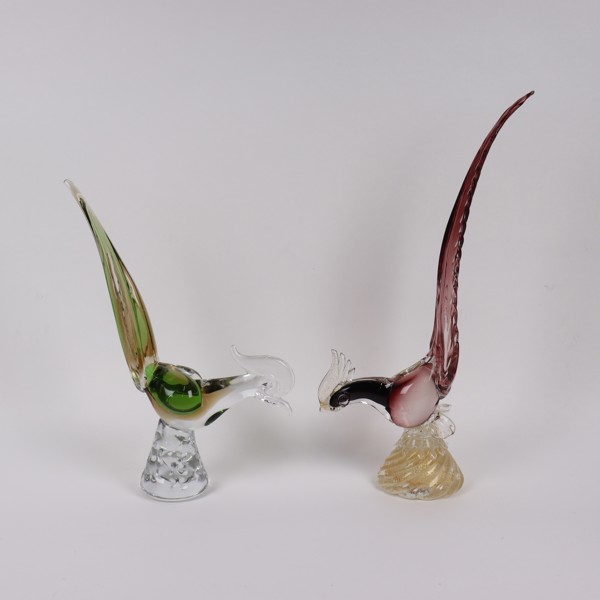 Murano, Italy, fasaner i glas, 2st