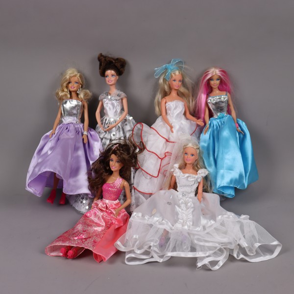 Mattel, Barbie mm, dockor, 6st