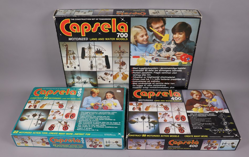 Capsela, motorized land and water models, 3 satser