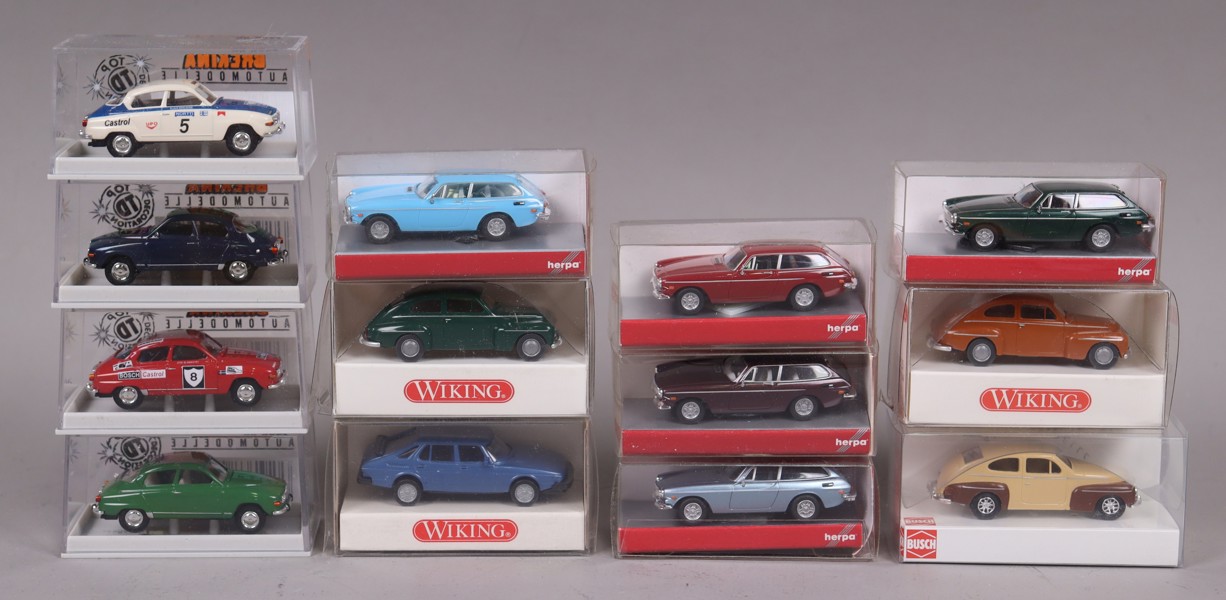 Wiking, Brekina, Herpa, Busch, modellbilar, Volvo och Saab, 1:87, 13st