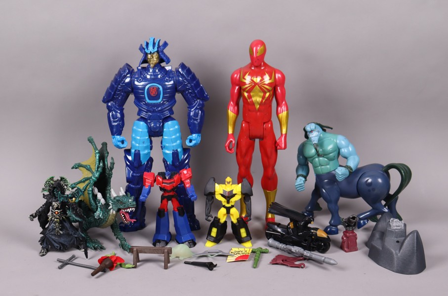 Actionfigurer, Transformers, Hercules, Spiderman, Batman mm