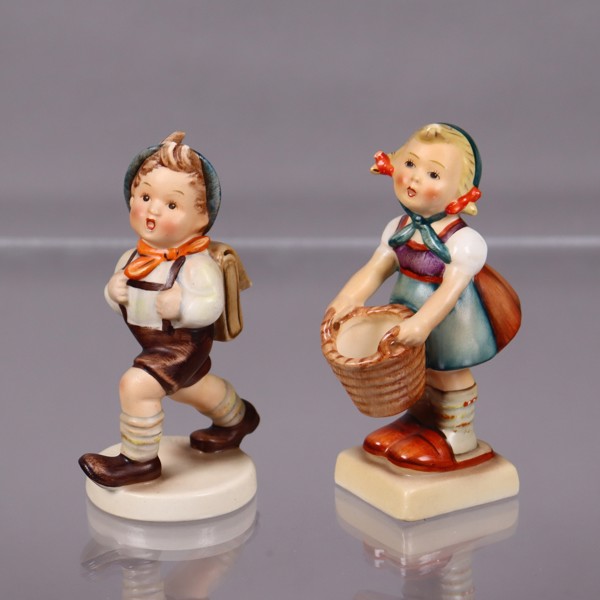 Goebel, Hummel, figurin #82/2/0 & #73, "Little Helper" & "School Boy"