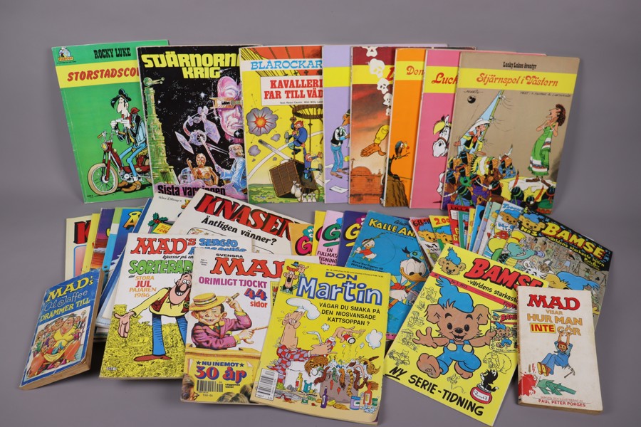 Seriealbum och tidningar, Star Wars, Bamse, Lucky Luke mm