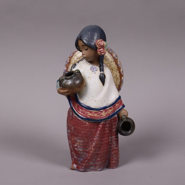 José Puche, Lladro, Daisa, "Lupita with Sombrero", figurin, flicka som håller kannor, 1984