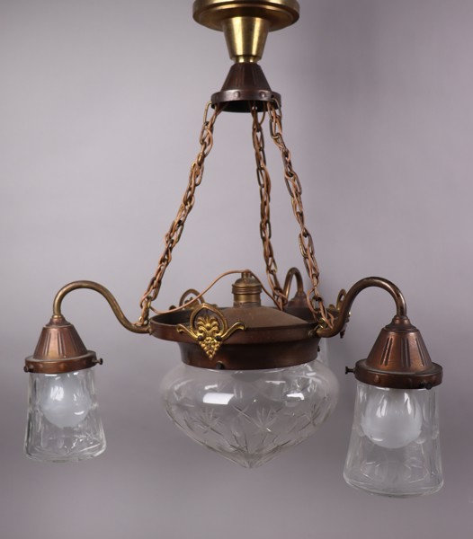 Taklampa, koppar och glas, 1900-talets första hälft