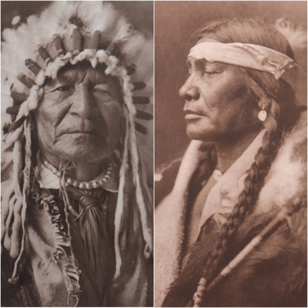 Edward Sheriff Curtis, tryck, "Assiniboin Boy - Atsina" samt "Sitting Bear - Arikara", 2st