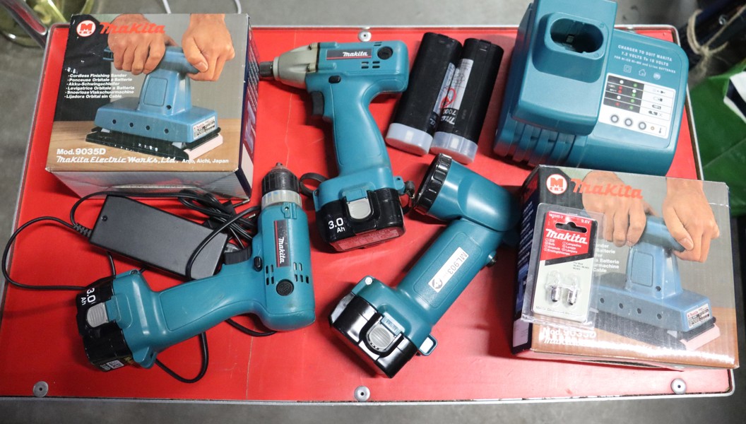 Makita, diverse äldre batteriverktyg mm