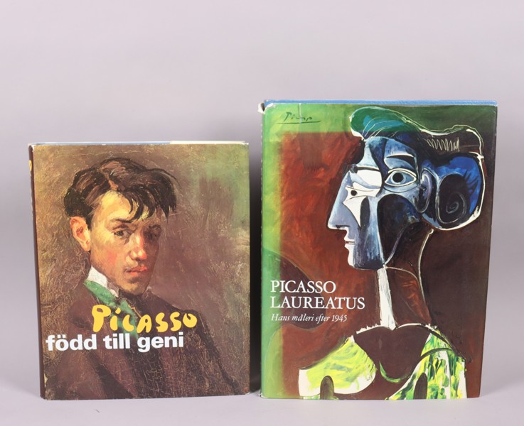 Konstböcker, bibliofilupplagor, Klaus Gallwitz, "Picasso Laureatus. Hans måleri efter 1945" samt av Jean-Eduardo Cirlit, "Picasso född till geni"