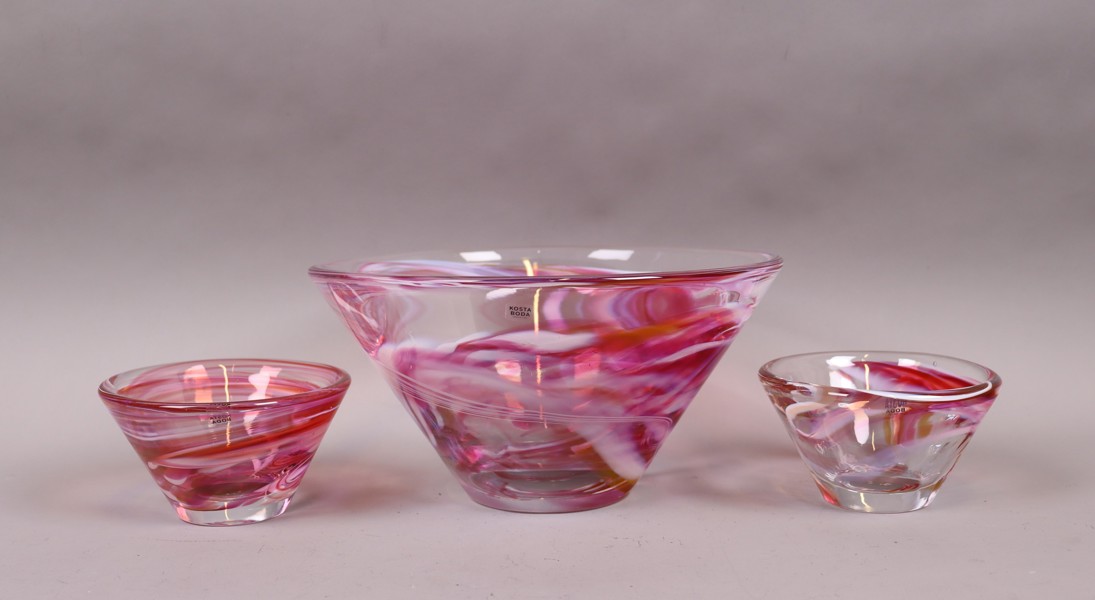 Anna Ehrner, Kosta Boda, "Tempera Pink", skålar i glas