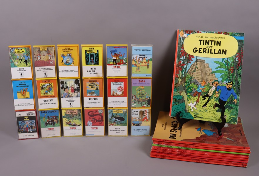 Tintin, seriealbum och kassettband, 29st