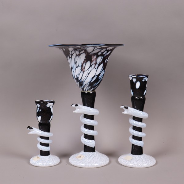 Jan Stievens Glashytta, glas med ormdekor, 3st