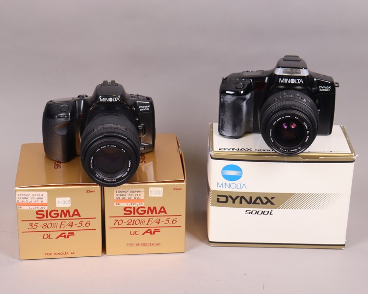 Minolta Dynax 5000i samt 500si med tillbehör