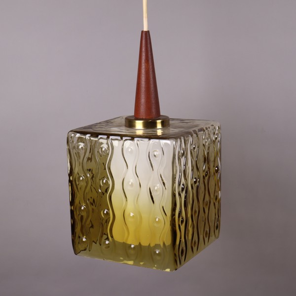 Taklampa, teak och glas, 1960-tal