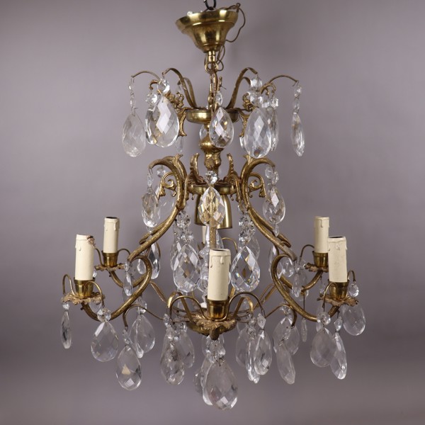 Kristallkrona, "Genuine Bohemian Crystal Chandelier", mässing och prismor, 1900-talets början_50948a_8dc65b04a68da91_lg.jpeg