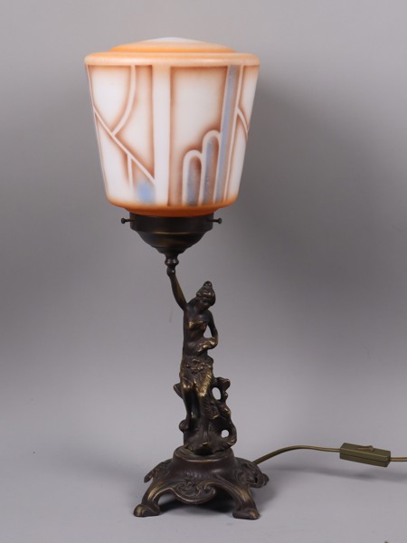 Bordslampa, metall och glas