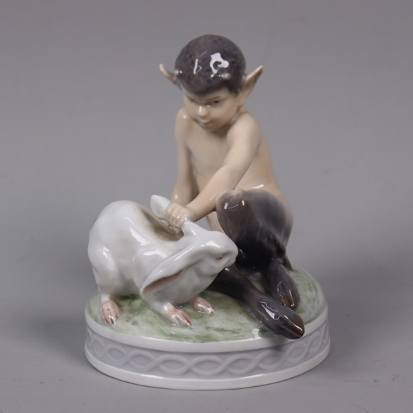 Christian Thomsen, Royal Copenhagen, figurin #439, " Faun with Rabbit"