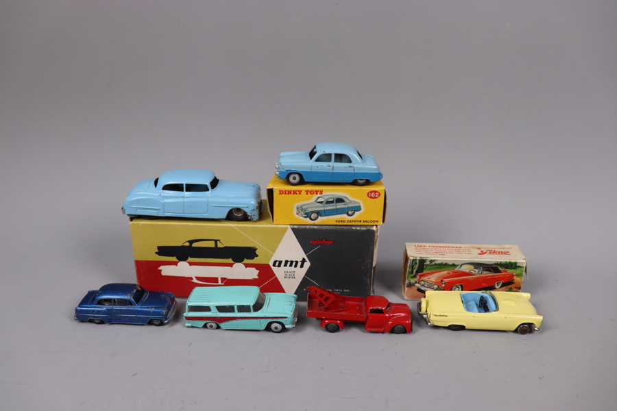 Leksaksbilar, Dinky Toys Nash Rambler, Tekno Ford Thunderbird, CKO, Lion Car Opel Record mm