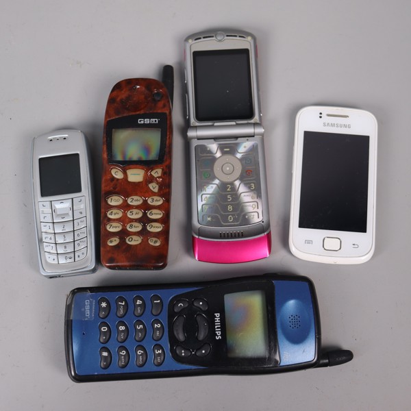 Mobiltelefoner, Nokia, Motorola, Samsung mm, 5st