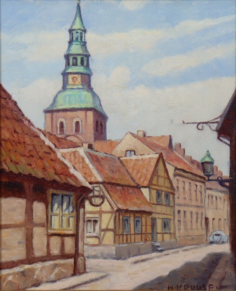 Hans Kruuse (1893-1964), olja på duk, Mattorget i Ystad