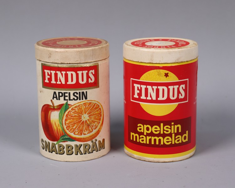 Findus, pappersburkar, apelsin marmelad och snabbcremé, 1950/60-tal