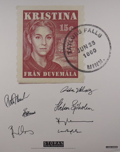 Affisch, Kristina från Duvemåla, Storan i Malmö, autograferad