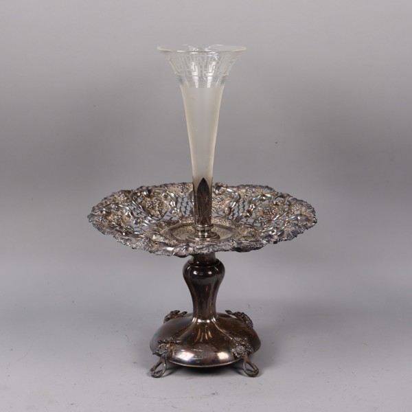 Bordsuppsats, silver och glas, 1800-talets mitt