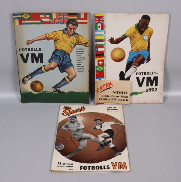 Sporttidningar, Fotbolls-VM 1958 och 1962, 3st