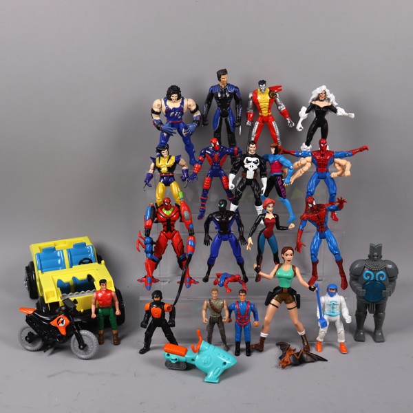 Actionfigurer, Marvel, Spindelmannen, Spiderman, Punisher, X-Men, actionman mm