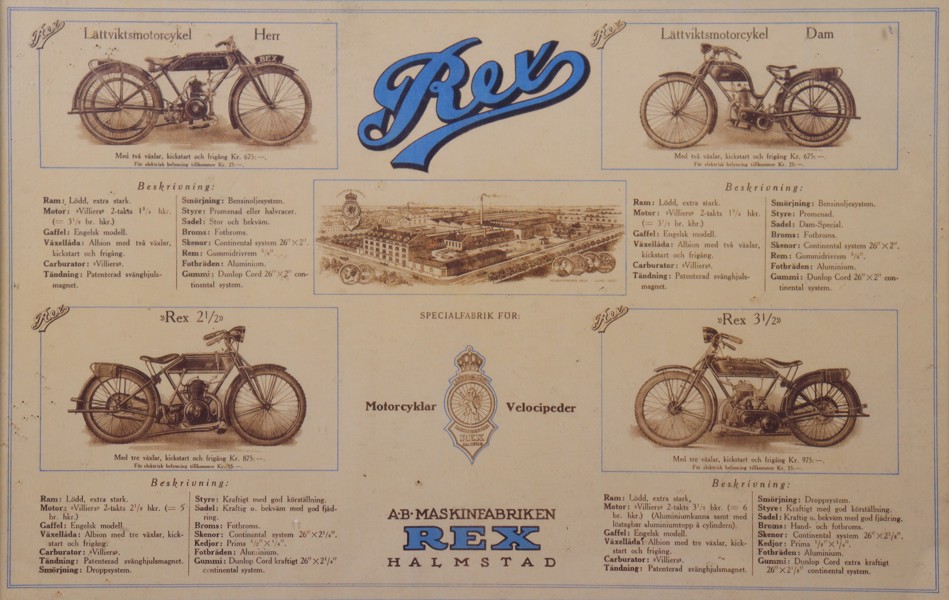 Reklamaffisch, reproduktion, Rex motorcyklar