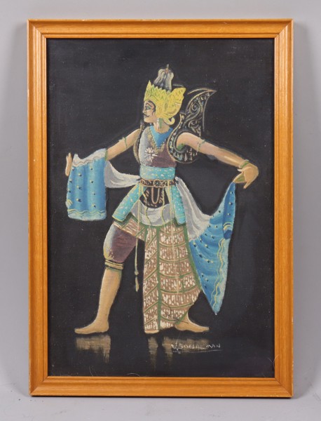 Tavla, textiltryck, Wayang-wong dansare