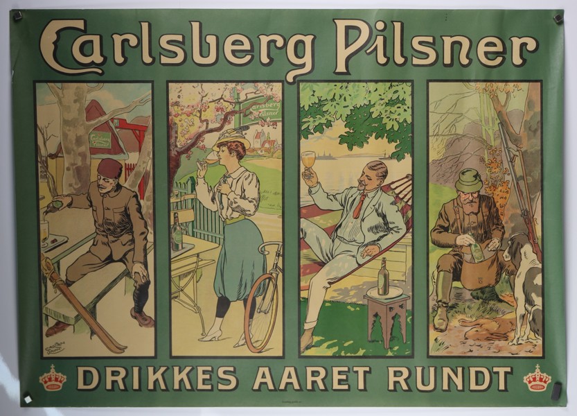 Affisch, "Carlsberg Pilsner, drikkes aaret rundt"