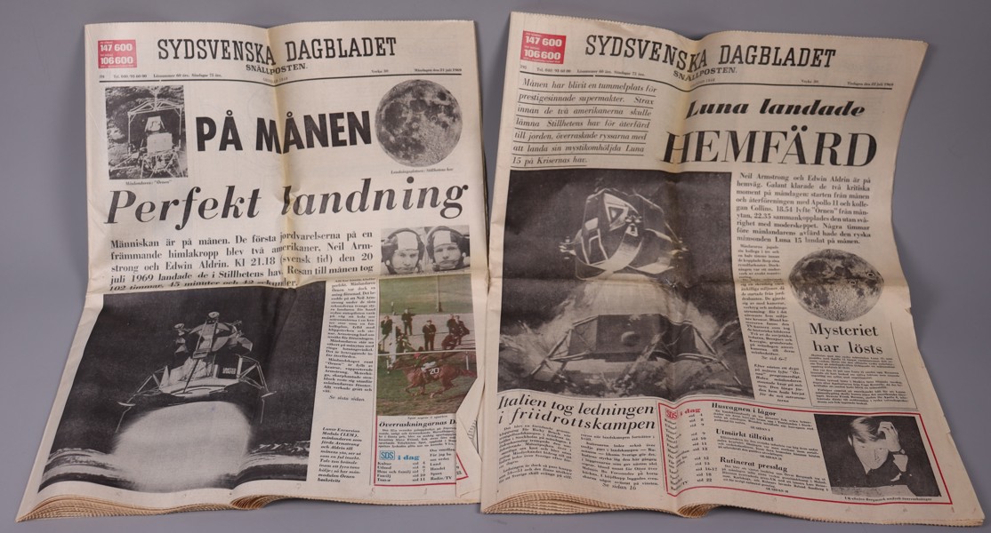 Sydsvenska Dagbladet, juli 1969, månlandningen, Apollo 11, 2st